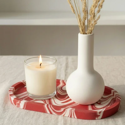 Plateau oval en Jesmonite – vide-poche – terracotta